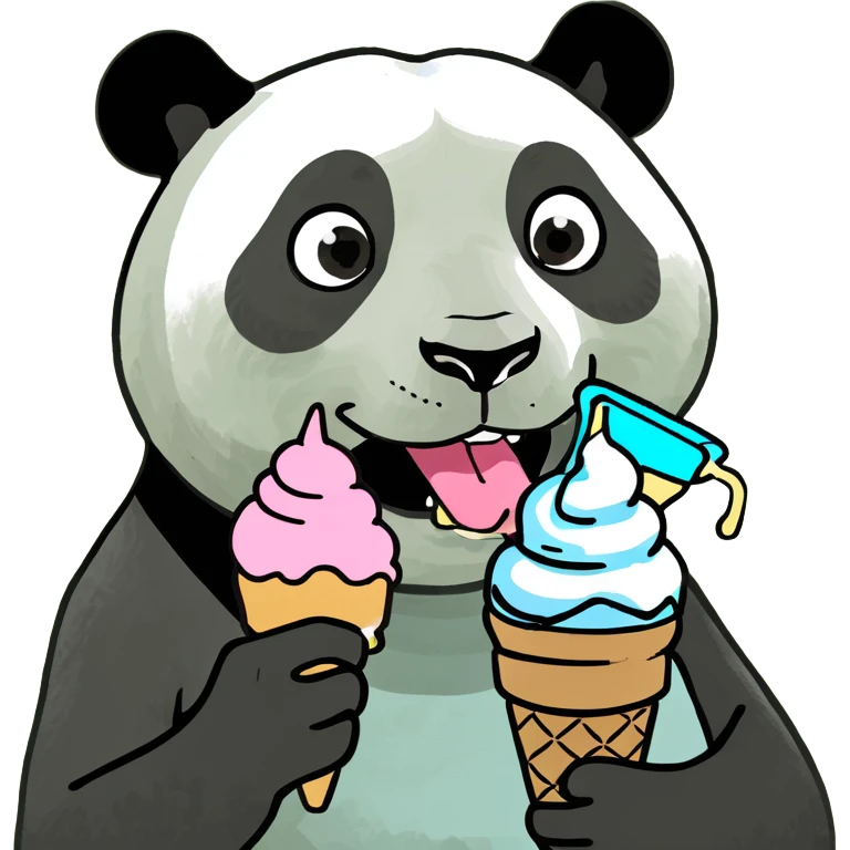Panda eating ice cream emoji