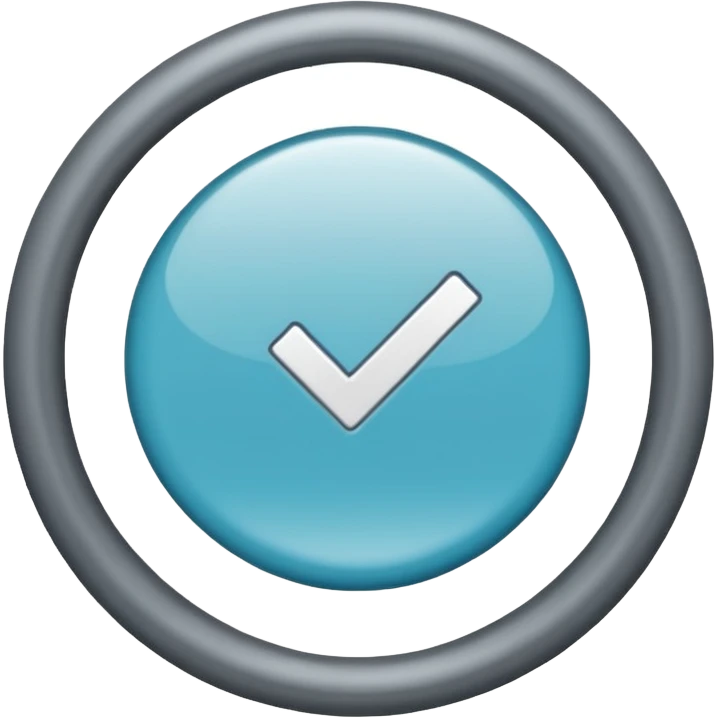un icono de marca de verificación  un "check"  dentro de un círculo de color cian o turquesa, con un borde gris claro. emoji