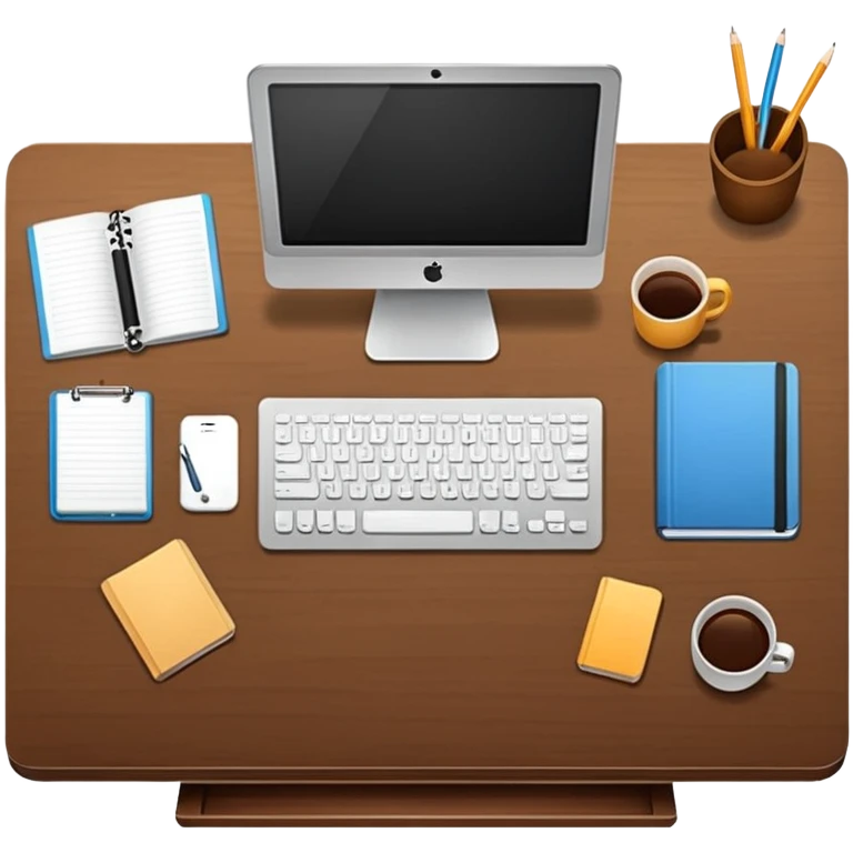 office desk top view empty no items emoji