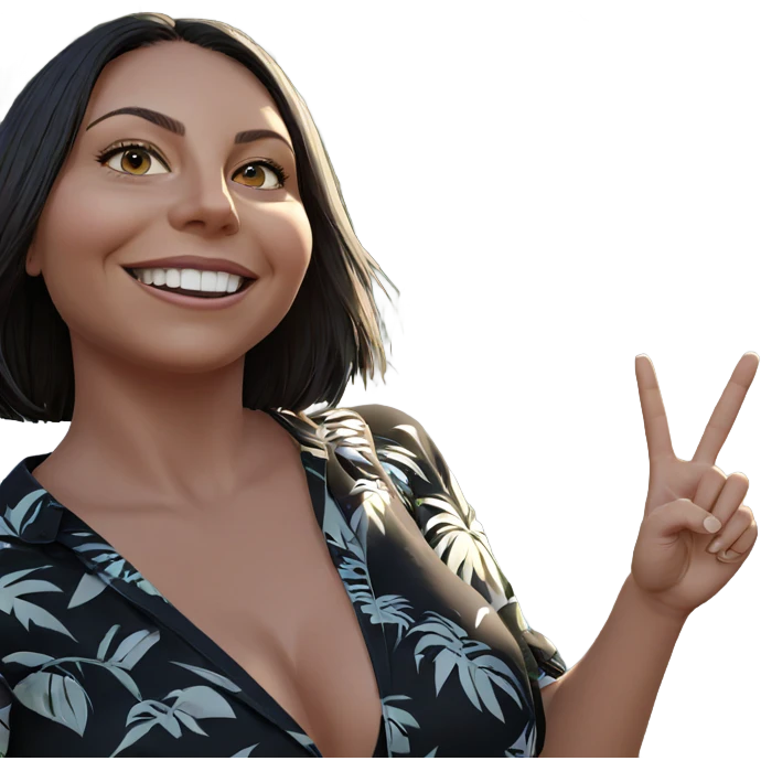 smiling girl under palm tree emoji