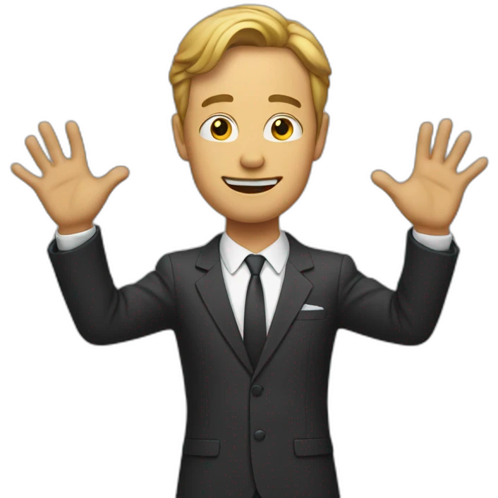 man in suit holding out his arms emoji