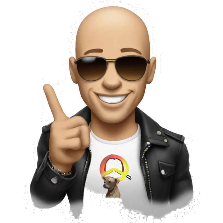 The singer pitbull making a Peace Sign emoji