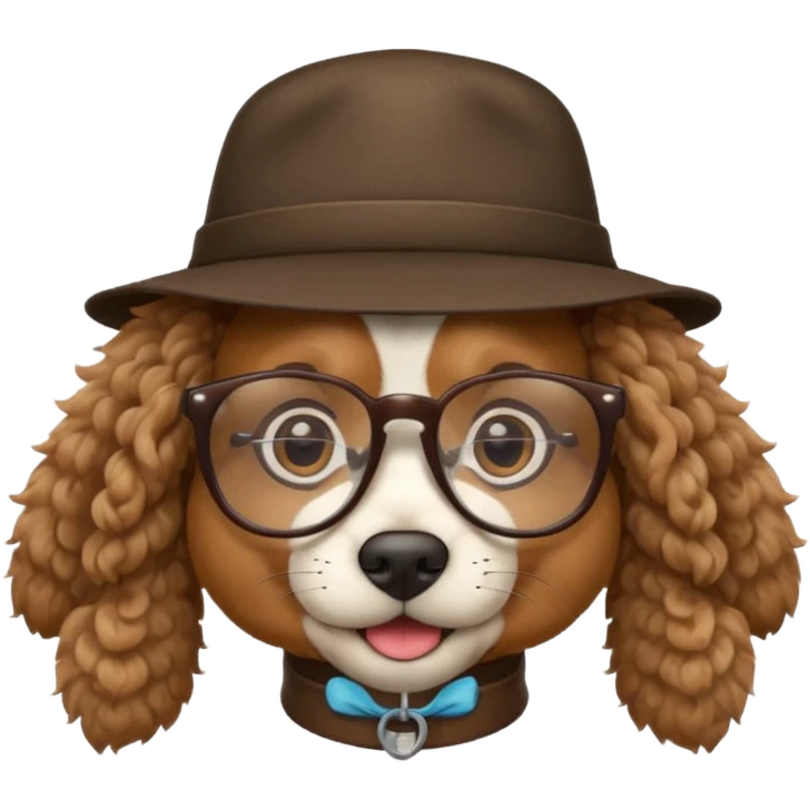 hatted dog with glasses and curly hair emoji
