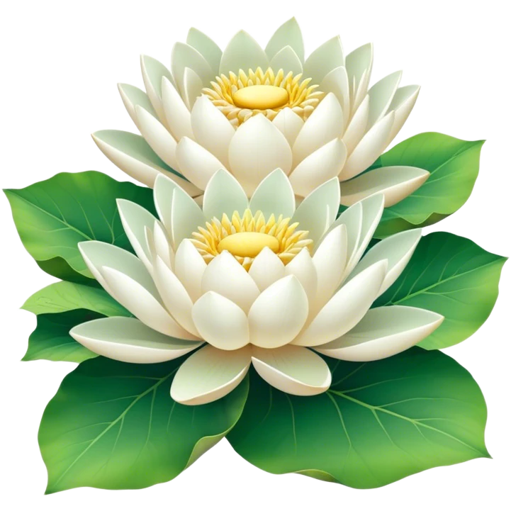 bouquet white Nymphaea lotus,stem, lotus leaf emoji