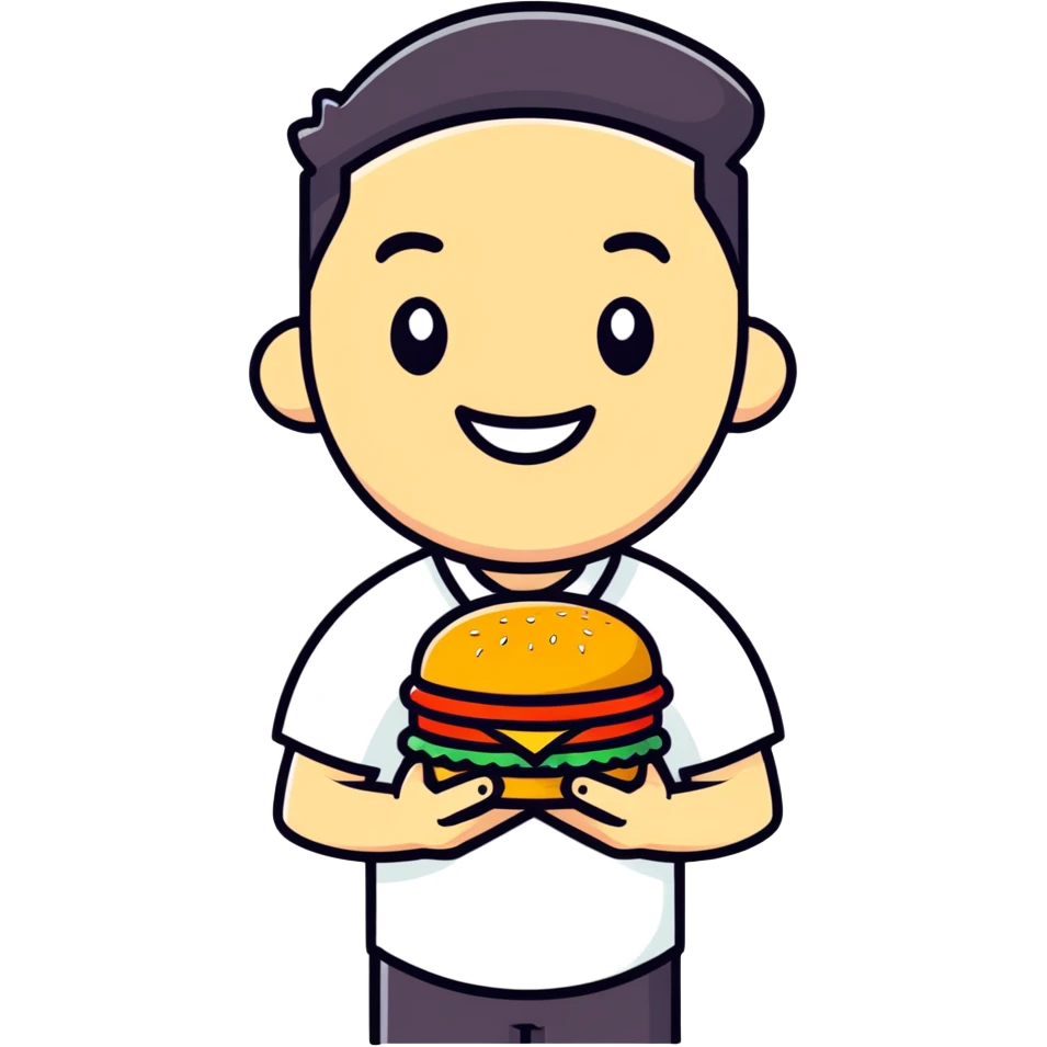 Julio with burger emoji