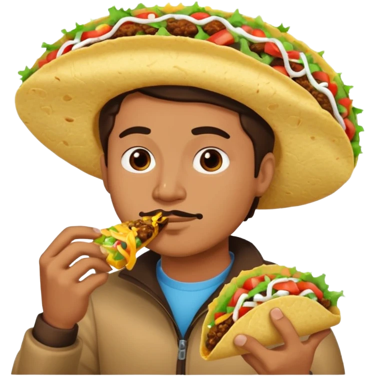 Man with no nose eating taco emoji