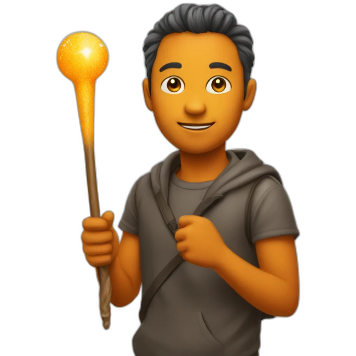 holding a magic wand, orange color emoji