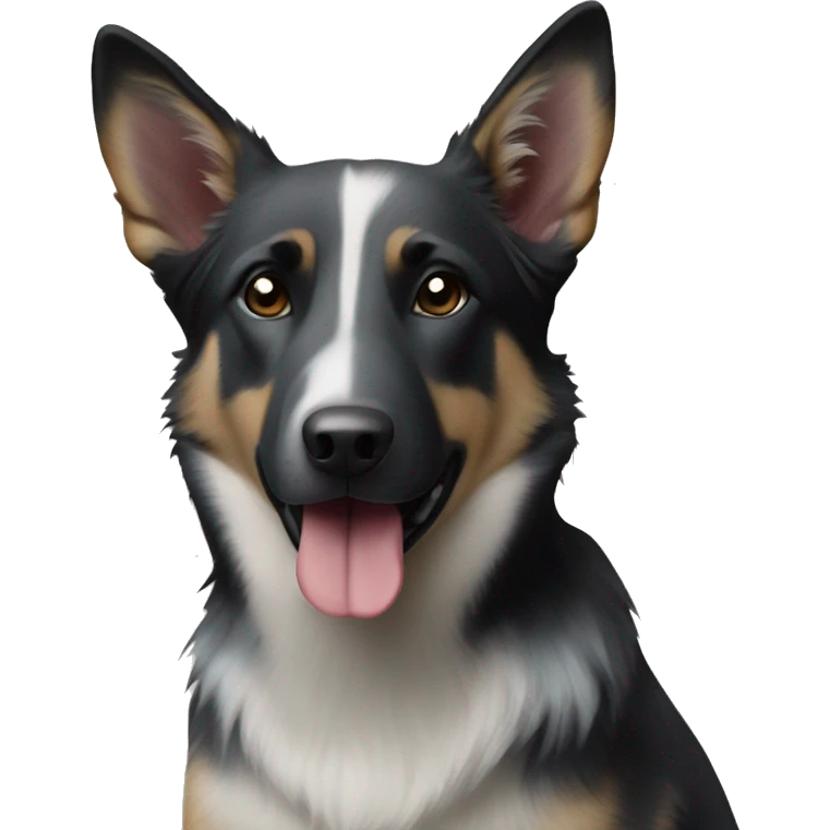 Black and white German Shepard and blue heeler mix emoji