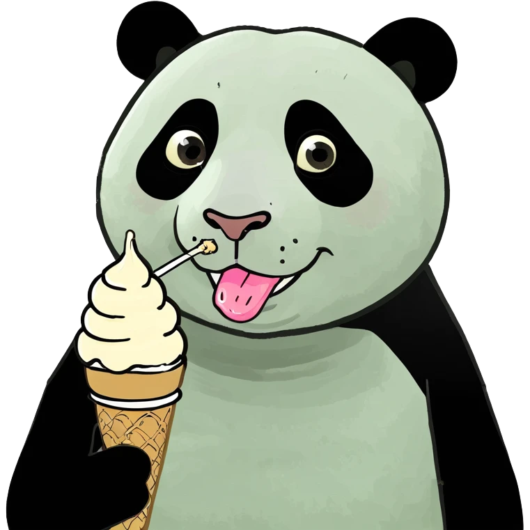 Panda eating ice cream emoji