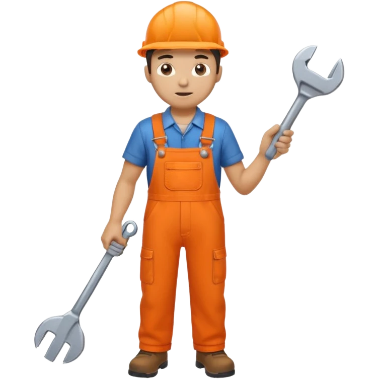 engineer orange overalls standing full body emoji