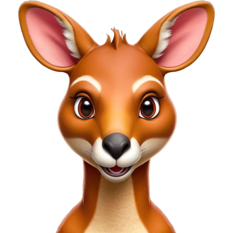Cinematic Comical Adult Red Kangaroo Portrait Emoji, Head tilted dramatically with an exaggeratedly shocked expression, featuring a robust, dynamic build with a uniquely red kangaroo-shaped head sporting an elongated snout and wide, comically expressive eyes full of playful disbelief, Simplified yet hilariously expressive features, highly detailed, glowing with a slightly sassy outback glow, high shine, dramatic yet playful, stylized with an air of cheeky wild mischief, soft glowing outline, capturing the essence of a meme-worthy kangaroo that looks ready to bound its way into viral fame! emoji