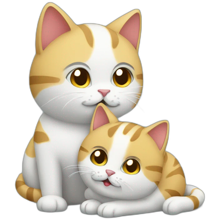 One cat taking care of another sick cat emoji