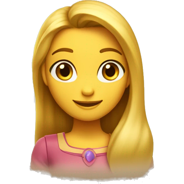 tipo Disney Pixar chica con pelo castaño, ojos color miel, piel clara tipo avatar de iPhone apoyada en sus brazos boca abajo feliz tecnología dall e 3 emoji