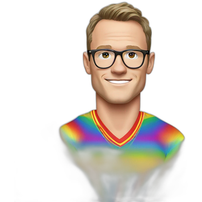 Jonathan Toews wearing glasses and rainbow clothes emoji