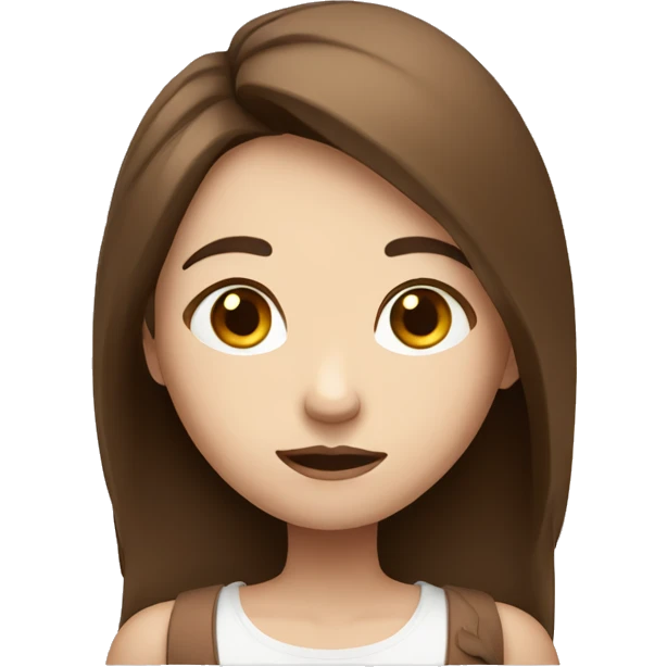 girl shrugging with long brown hair and white skin shrugging emoji