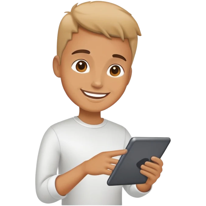 Person using communication board or tablet for assistance emoji