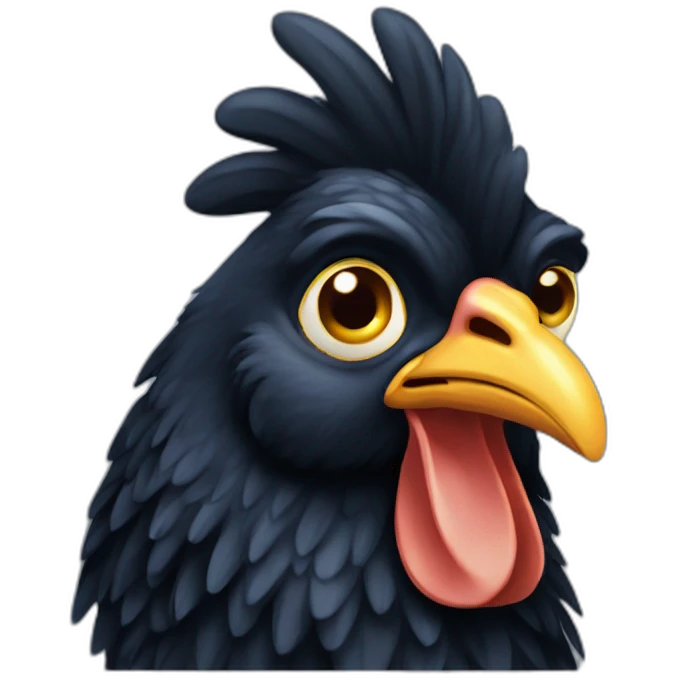 Huge black hen emoji