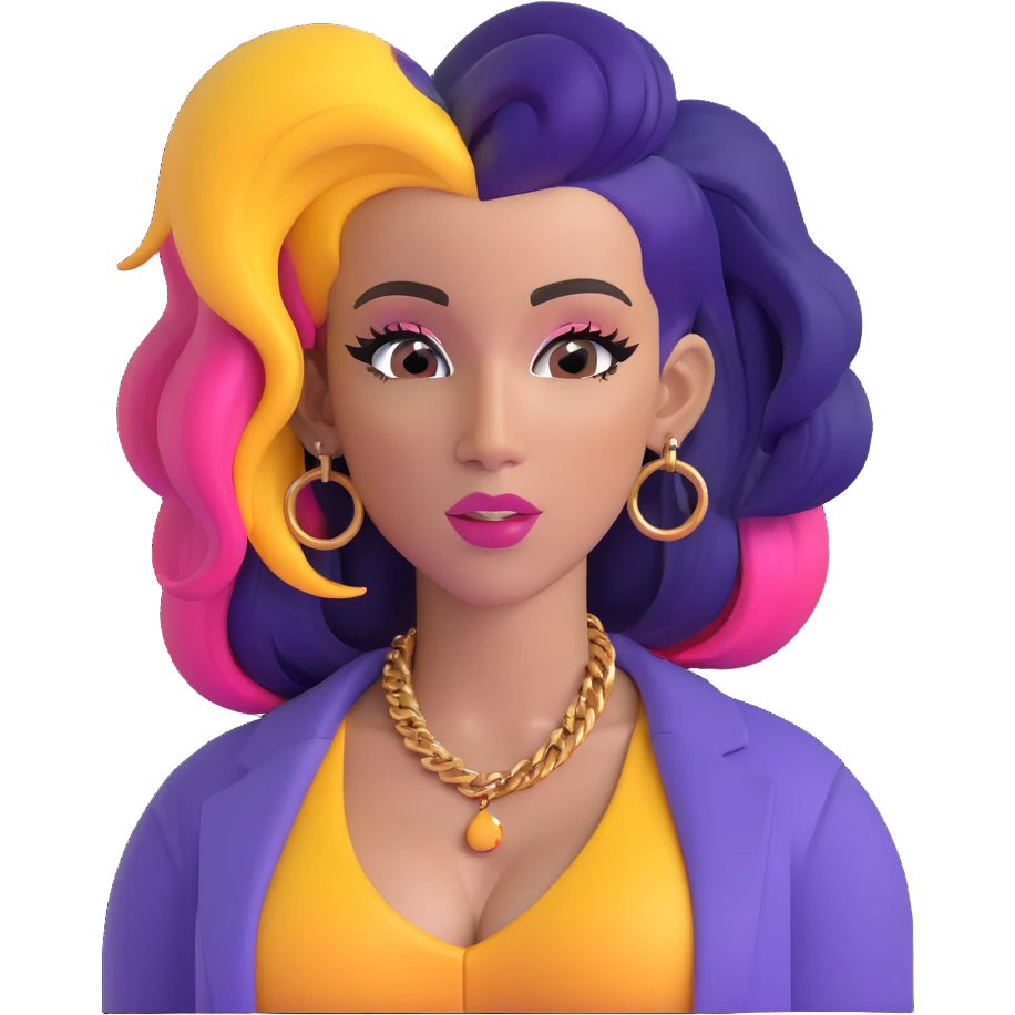 Cardi B with colorful hair emoji