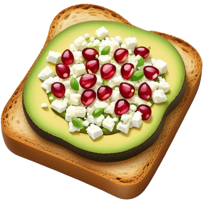 Avocado toast with pomegranate seeds and feta cheese emoji