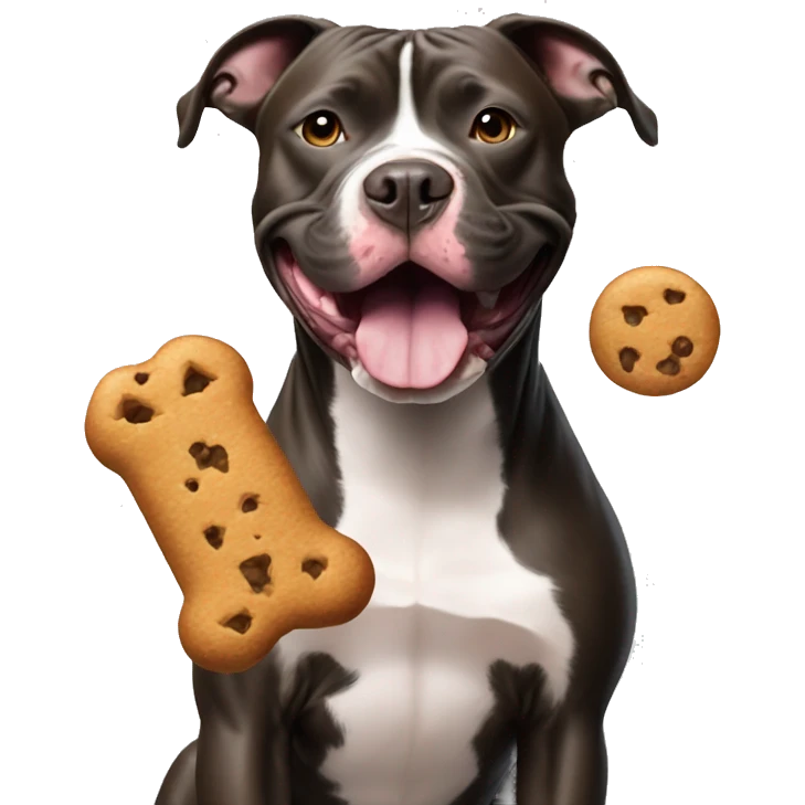 pitbull with treat emoji