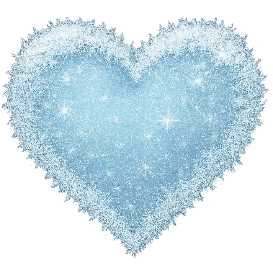 heart with a sparkling winter frost, clean digital illustration emoji