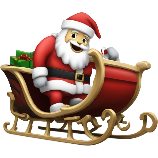 Santa’s sleigh being pulled by Harley’s emoji