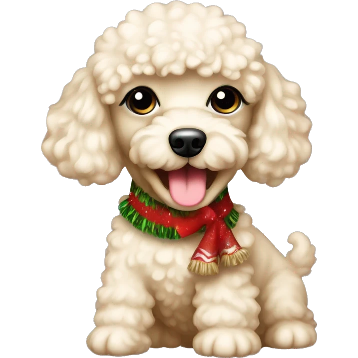 Cream puppy toy poodle – Christmas mood emoji