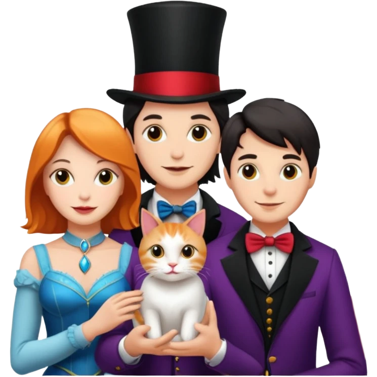 magician couple and their pet cat emoji
