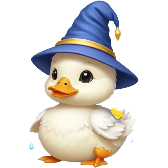 white baby duck with wizard hat
 emoji