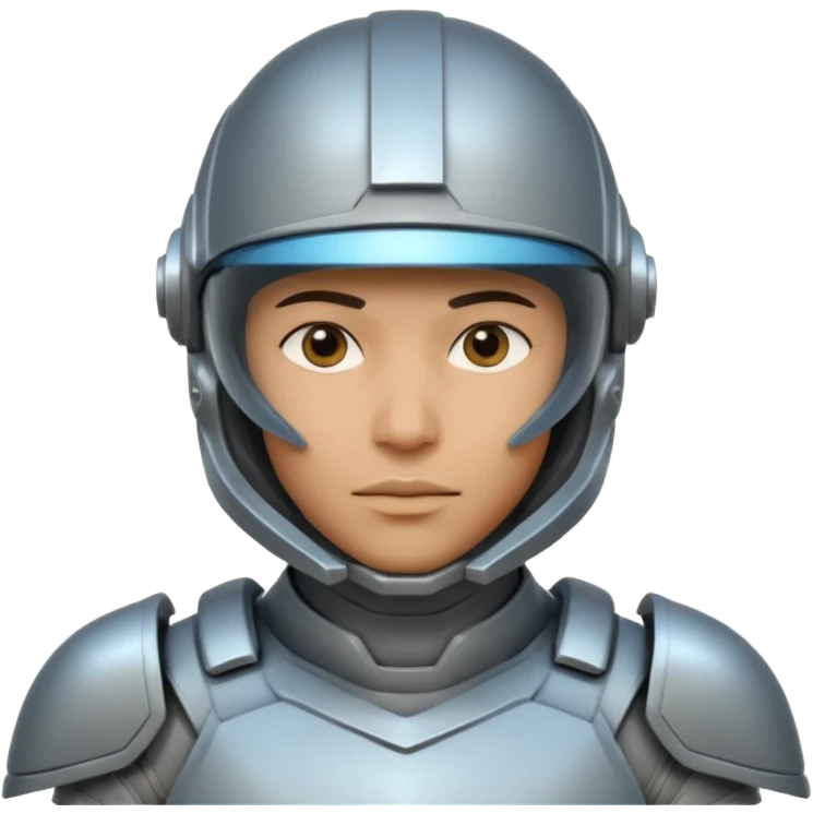 futuristic armored soldier human portrait, head and shoulders only, South Asian facial features, helmet visor, sci-fi armor details, 3D cartoon, mobile game icon style, clean background, no text, no watermark
 emoji