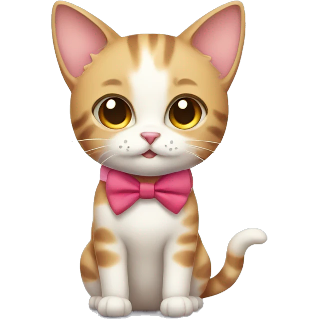 Cute cat with bow emoji