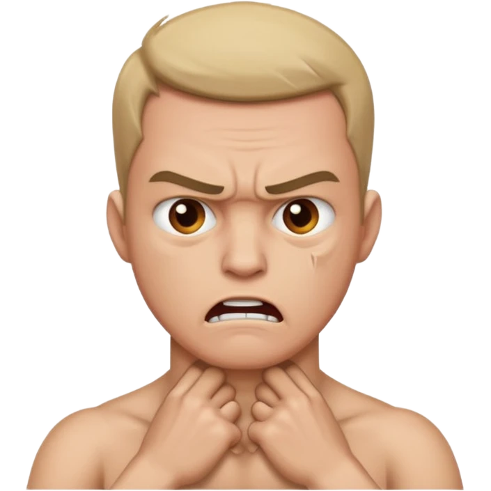 Man holding neck with angry face  emoji