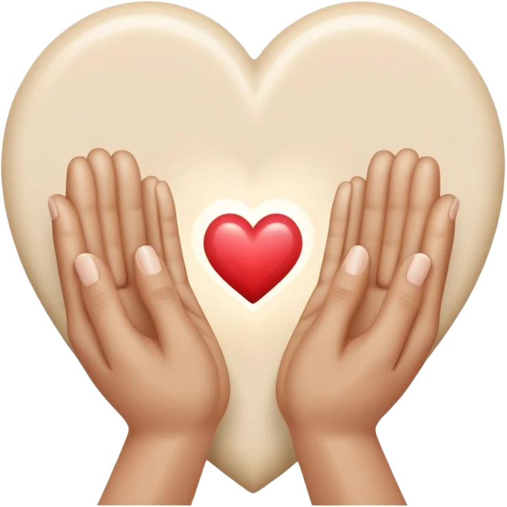 Hands joined in prayer with a cream heart emoji