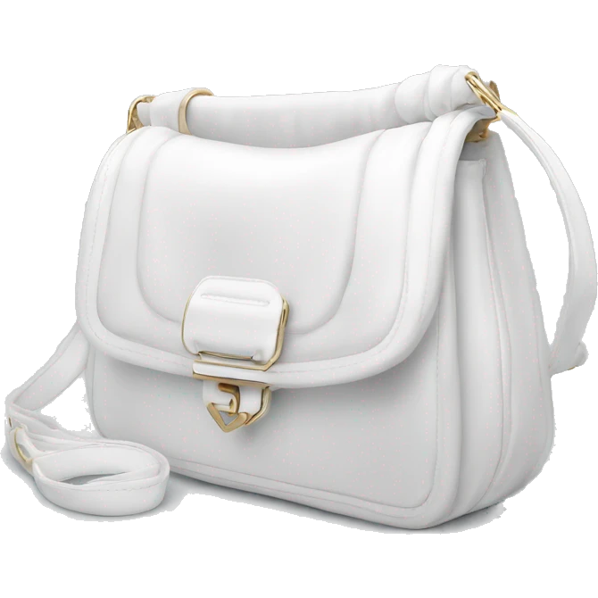 all white silky shoulder bag, with white strap emoji