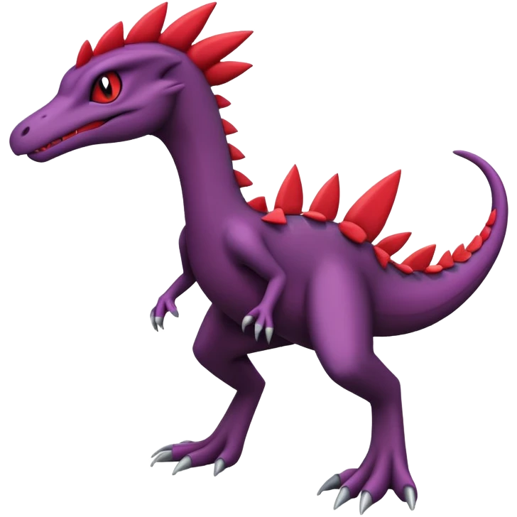 Black and purple and red Sceptile-Salazzle-Pokémon-Fakémon-creature emoji