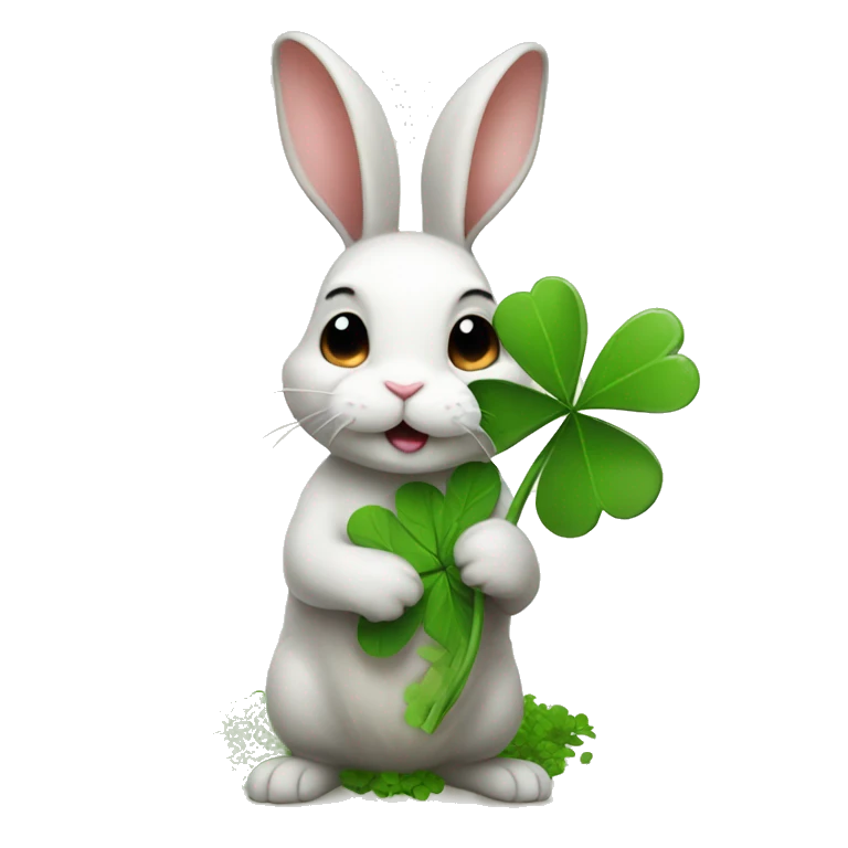 Cute Rabbit holding clover🐰 emoji