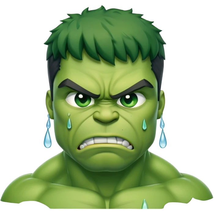 Sad hulk with tears falling down face  emoji