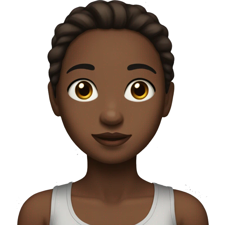 girl with brown hair and eyes, slightly dark skin, straight medium length hair, black tank top with straps emoji