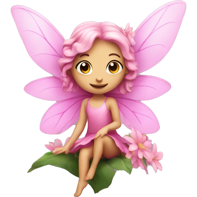 Pink fairy on a flower emoji