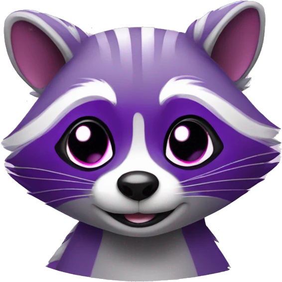 purple raccoon with pink eyes winking with body  emoji