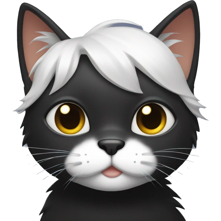 A black cat with white hair emoji