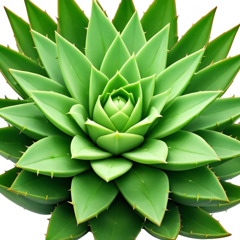 Cinematic Realistic Aloe Vera Emoji, Plump and succulent, with thick, fleshy leaves arranged in a star-like rosette. The vibrant green leaves have a slightly spiky texture, exuding a sense of resilience and healing. Soft glowing outline, capturing the essence of natural wellness and desert vitality in a flourishing aloe vera plant! emoji