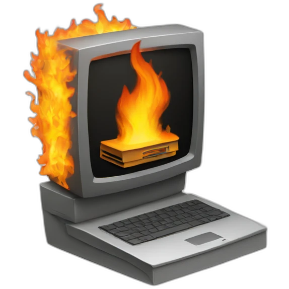 burning computer emoji
