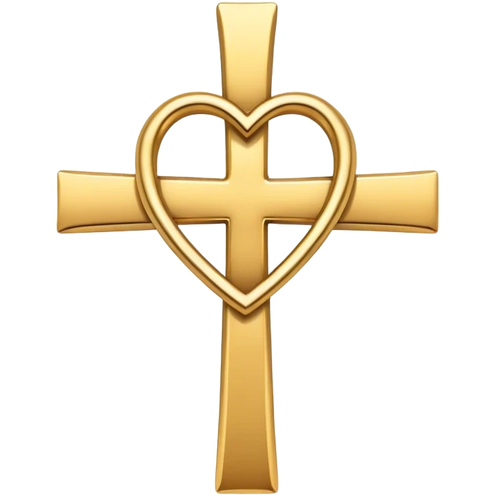 Two hearts around a simple gold cross  emoji