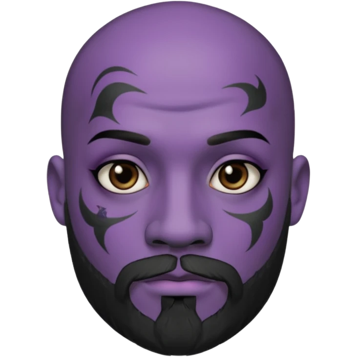 bald purple bearded man with black face tattoo emoji