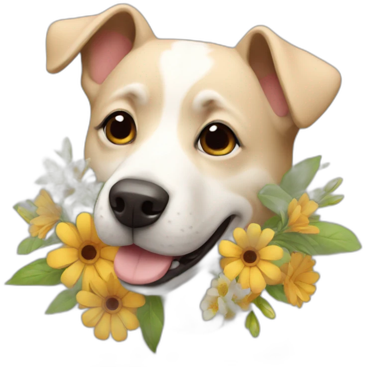 dog with flowers emoji