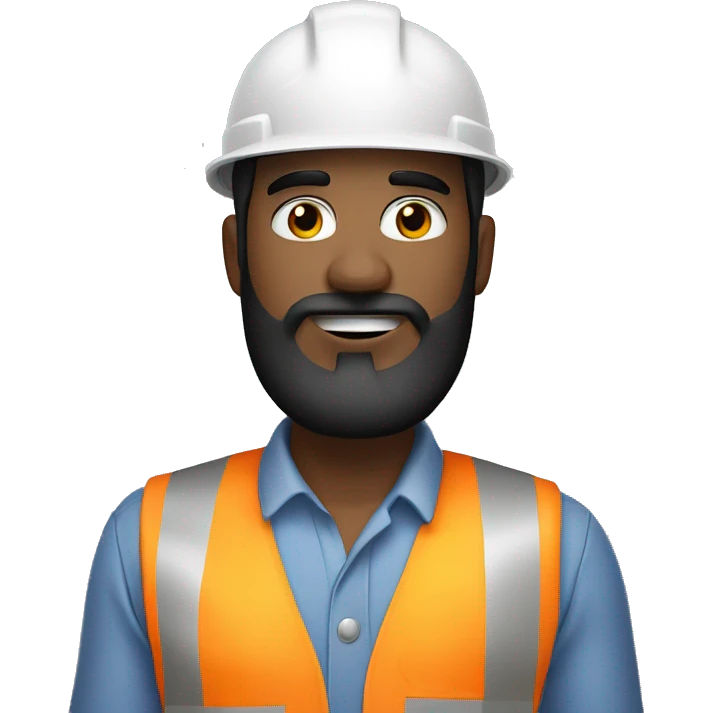 White skin black beard civil engineer with white helmet emoji