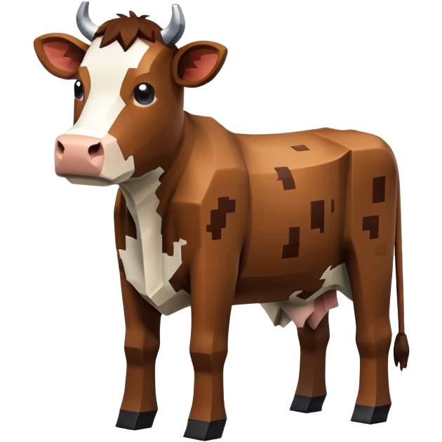 square-shaped brown Minecraft cow emoji