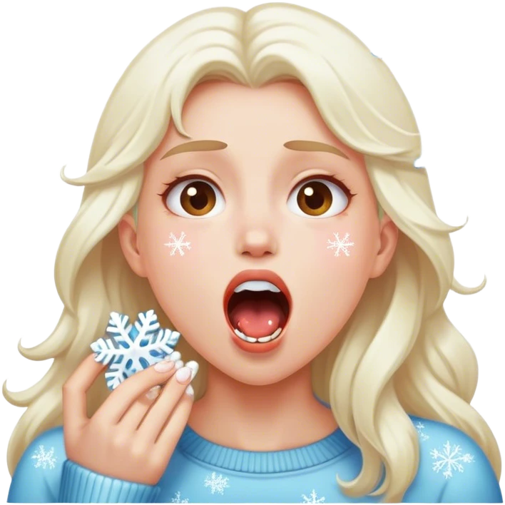 Mouth open eating snowflakes emoji