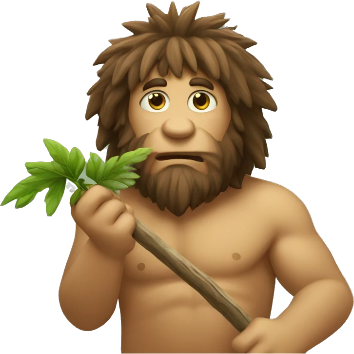 caveman chewing a stick plant emoji